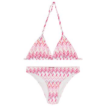 Girls Pink & White Zig Zag Bikini