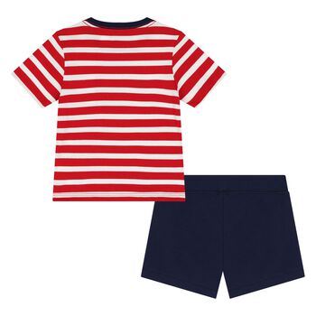 Baby Boys Red & Navy Blue Shorts Set