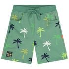 Boys Green Palm Tree Shorts, 1, hi-res