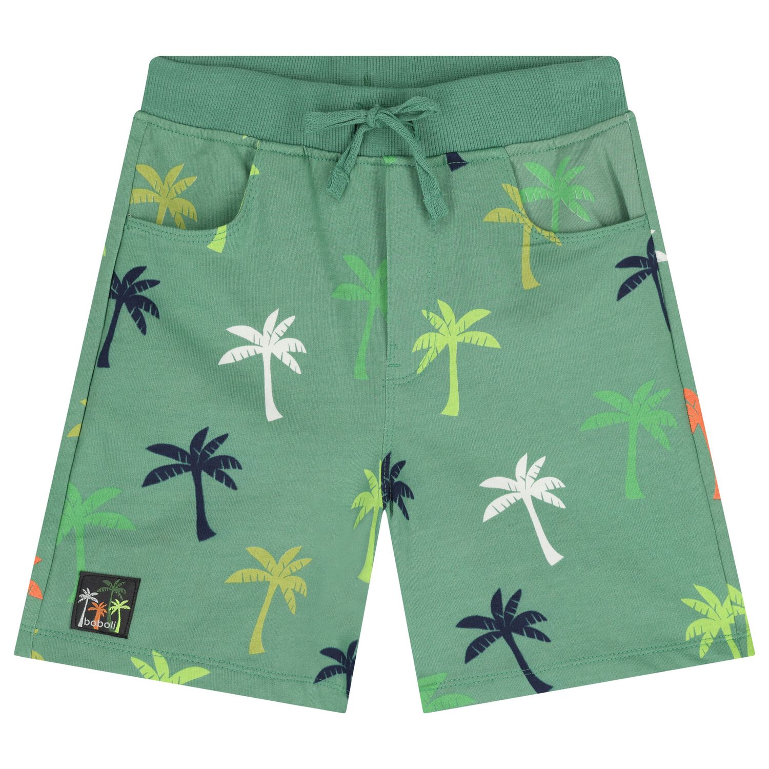 Boys Green Palm Tree Shorts, 1, hi-res