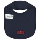 Baby Boys Navy Blue Logo Bib , 1, hi-res
