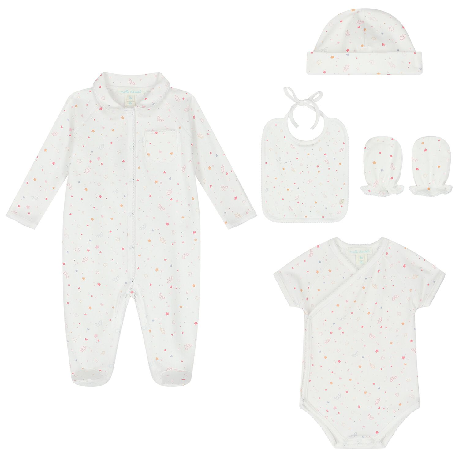 Baby Girls White Star & Crown 5 Piece Gift Set, 1, hi-res image number null
