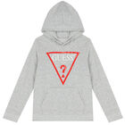 Boys Grey Logo Hooded Top, 3, hi-res