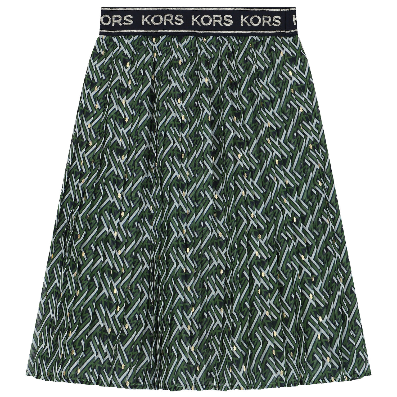 Girls Green Logo Pleated Skirt, 1, hi-res