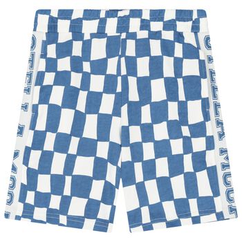 Boys Ivory & Blue Check Shorts