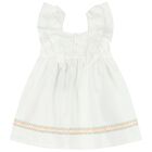 Younger Girls White Ruffled Dress, 1, hi-res