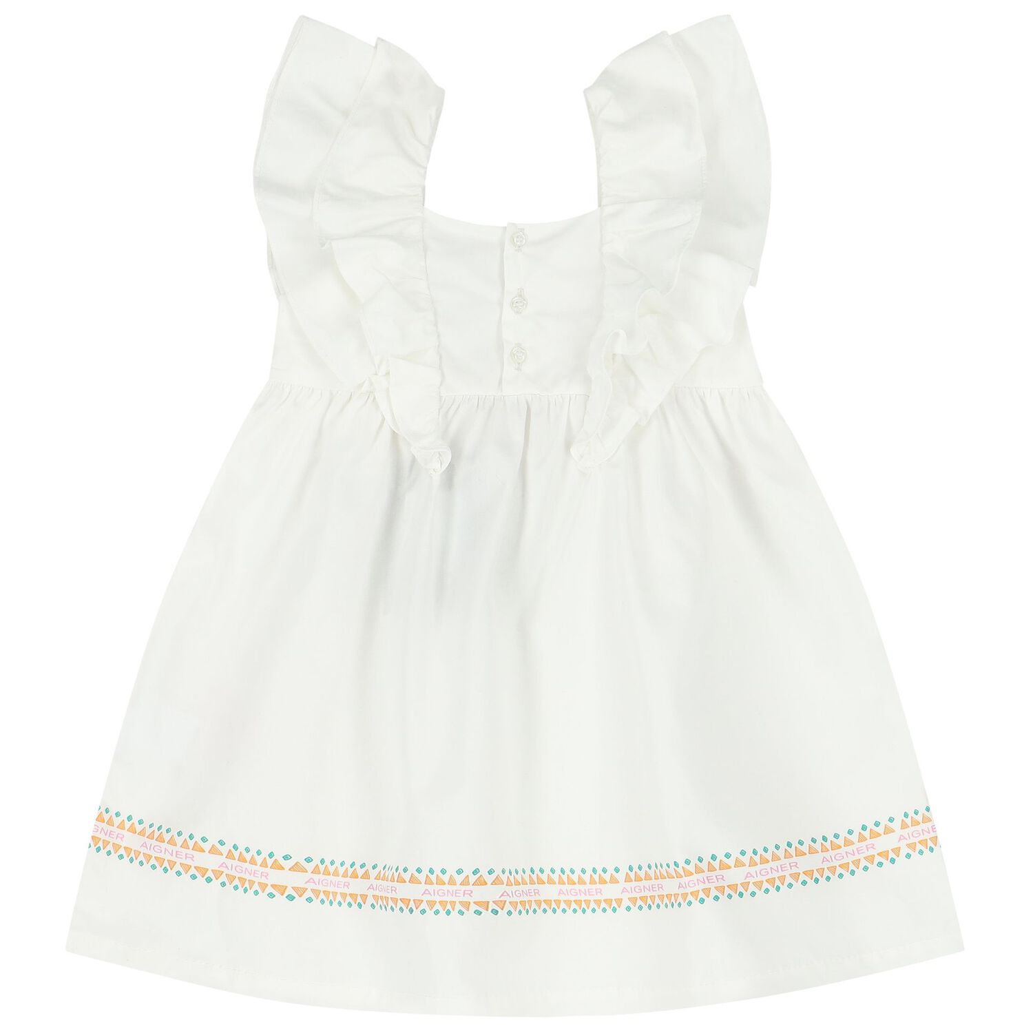Younger Girls White Ruffled Dress, 1, hi-res image number null