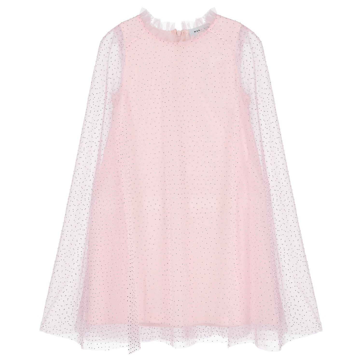 Girls Pink Chiffon Embellished Cape Dress, 1, hi-res image number null