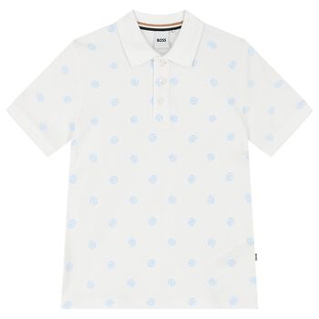 Boys White Logo Polo Shirt