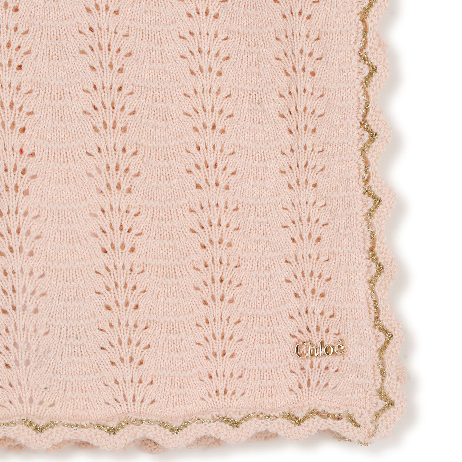 Baby Girls Pink Pointelle Knit Blanket, 1, hi-res