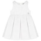 Younger Girls White Satin Dress Set, 1, hi-res