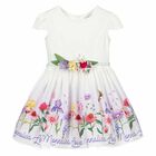 Girls White Floral Dress, 1, hi-res