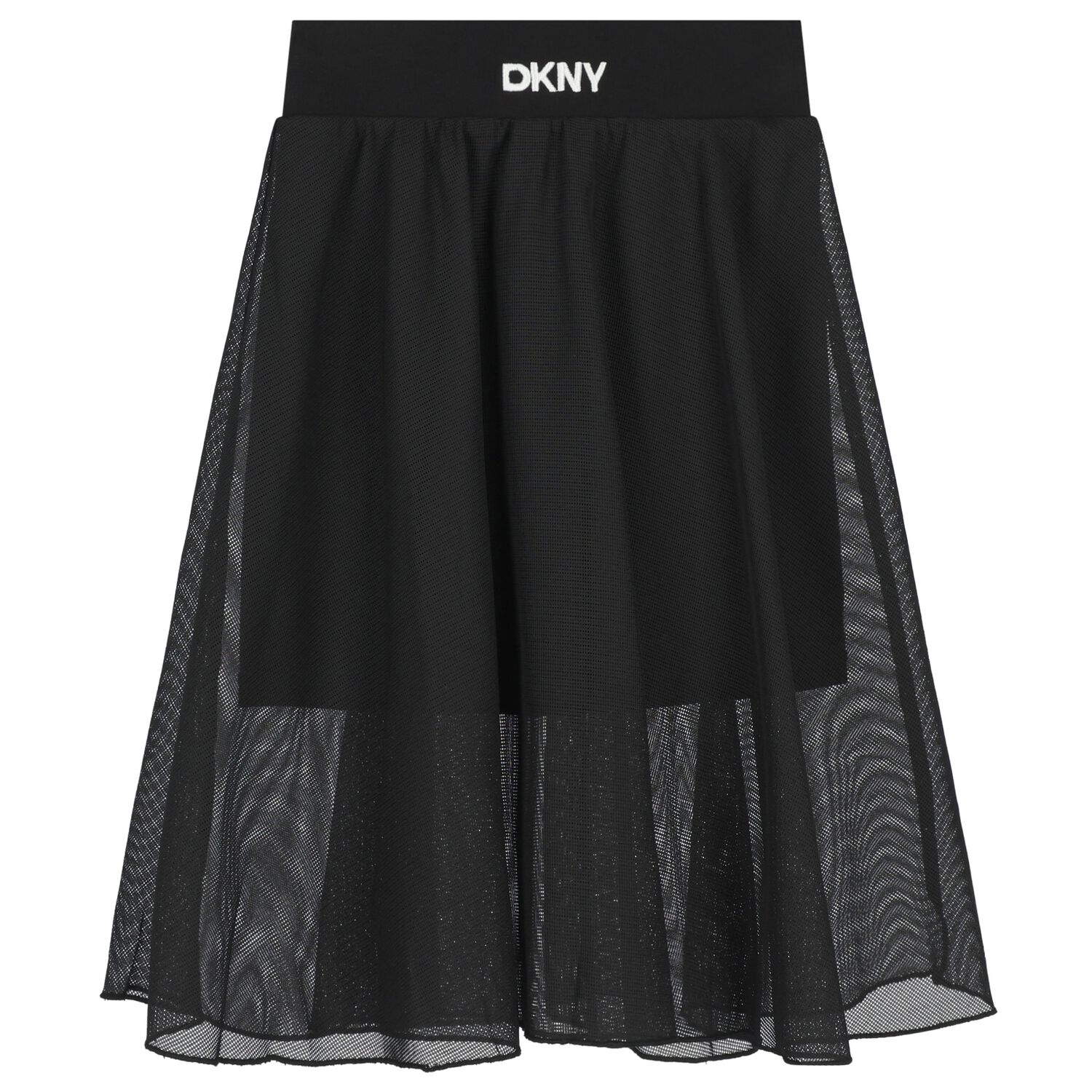 Girls Black Logo Mesh Skirt, 1, hi-res
