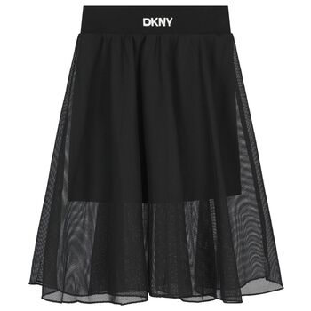Girls Black Logo Mesh Skirt
