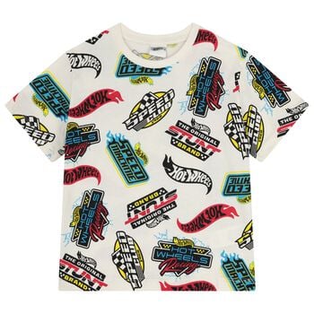 Boys Ivory Hot Wheels T-Shirt 