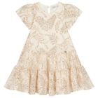 Girls Beige & Gold Tulle Dress, 1, hi-res