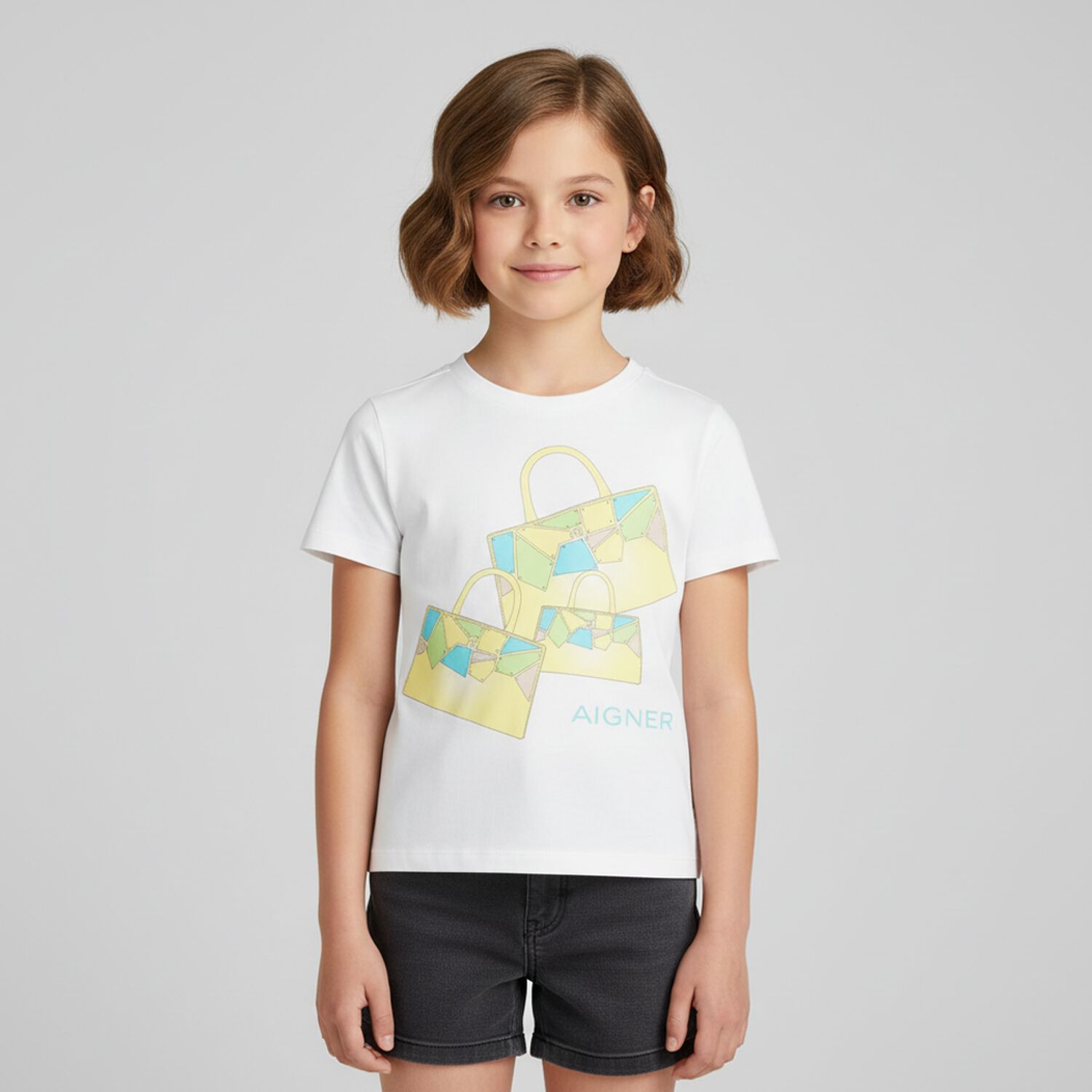 Girls White Logo Bag T-Shirt, 1, hi-res image number null
