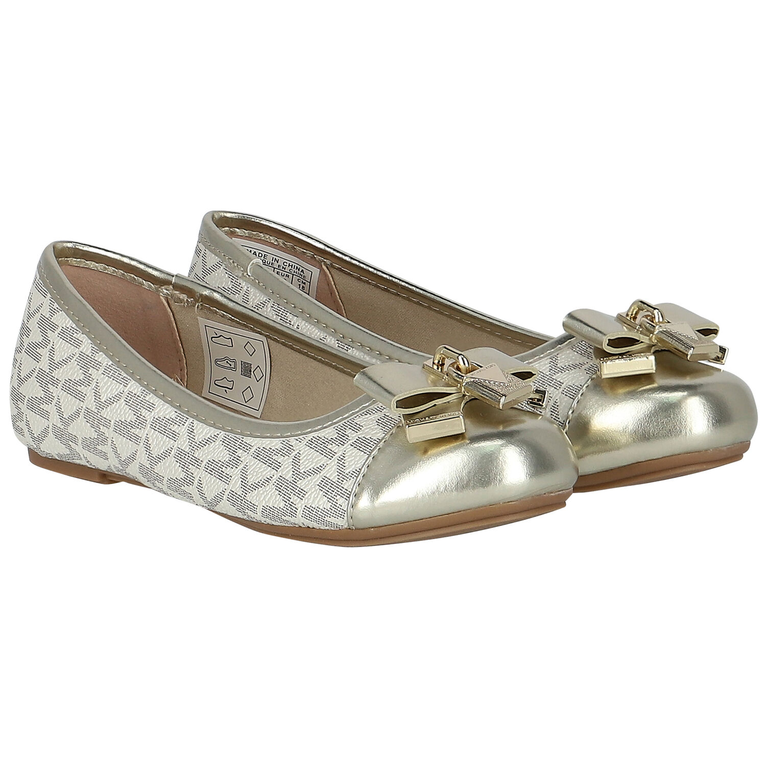 Girls Gold Logo Ballerina Shoes, 1, hi-res image number null