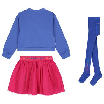 Girls Blue & Pink Bow Skirt Set, 1 Girls Blue & Pink Bow Skirt Set