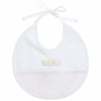 Baby Girls White & Beige Geo Map Bib