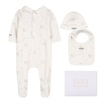 Ivory & Beige Tiger Logo Babygrow Gift Set