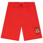 Boys Red Tiger Logo Swim Shorts, 1, hi-res