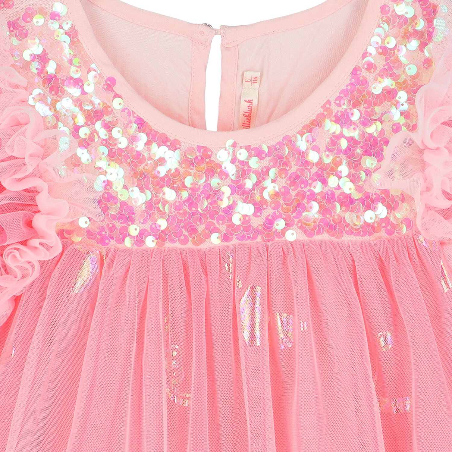Girls Pink Sequin Tulle Dress, 1, hi-res
