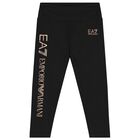 Girls Black Logo Leggings, 1, hi-res