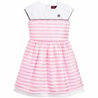 Girls Pink & White Striped Dress, 1, hi-res