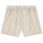 Baby Boys White & Beige Shorts Set, 1, hi-res
