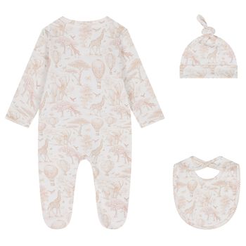 White & Beige Africa Babygrow Gift Set