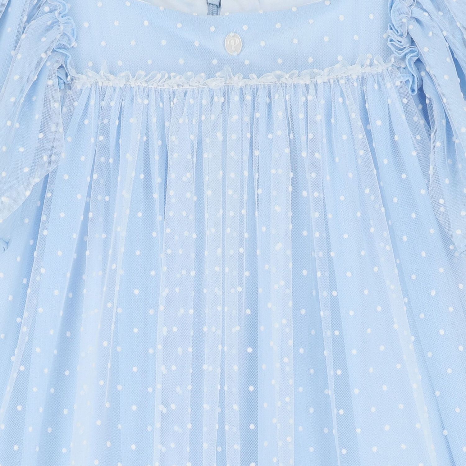Girls Blue Dotted Tulle Dress, 1, hi-res image number null