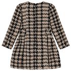 Girls Black & Beige Tweed Houndstooth Dress, 1, hi-res