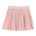 Girls Pink Logo Pleated Skirt, 1, hi-res