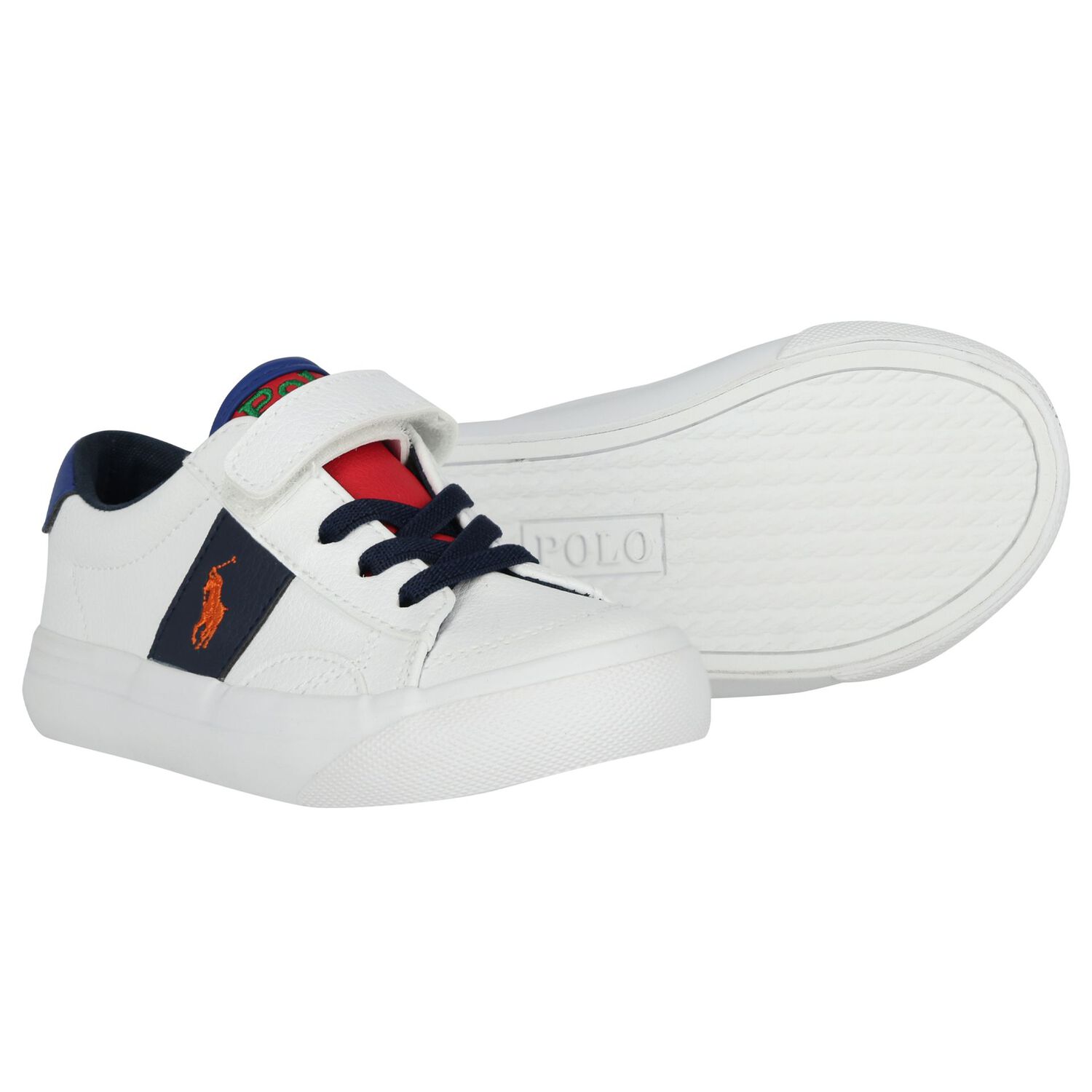 Younger Boys White Logo Trainers, 1, hi-res