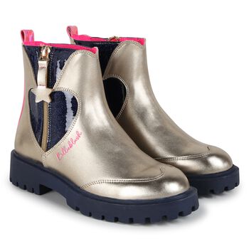 Girls Gold Faux Leather Boots