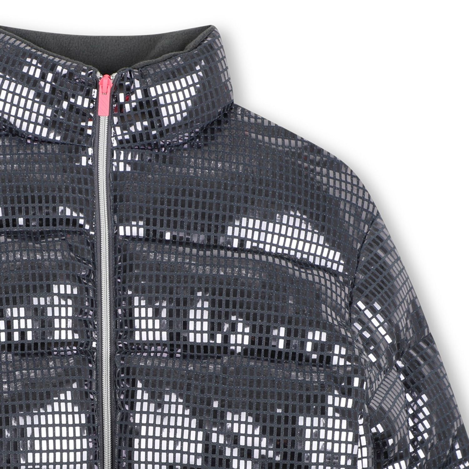 Girls Grey Disco Ball Padded Puffer Jacket, 1, hi-res