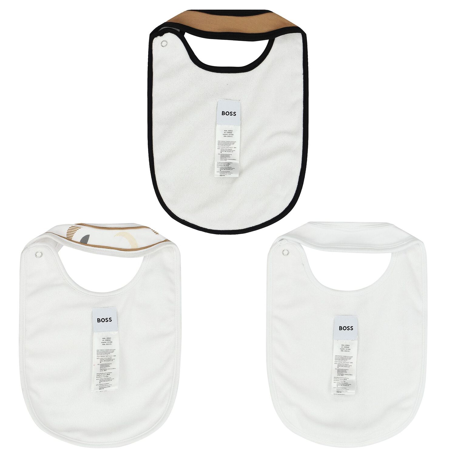 White & Beige Logo Bibs ( 3-Pack ), 1, hi-res image number null