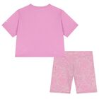 Girls Pink Logo Shorts Set, 1, hi-res