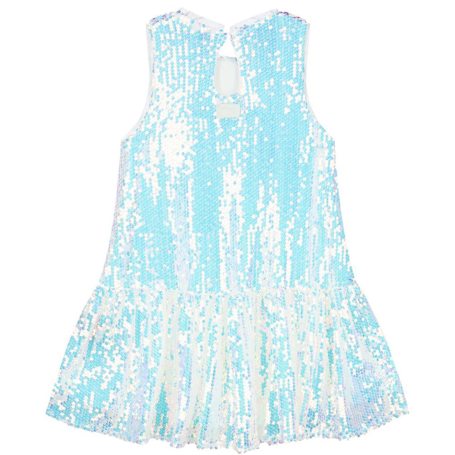 Girls Silver Embellished Sequin Dress, 2, hi-res