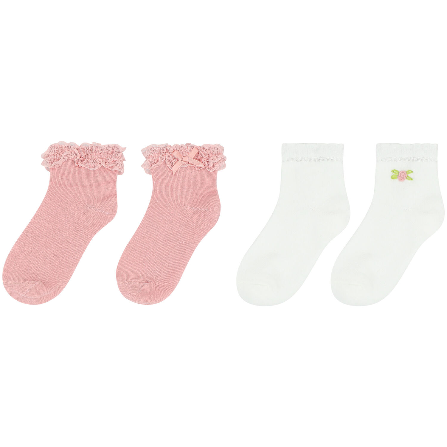 Baby Girls White & Pink Socks ( 2-Pack ), 2, hi-res image number null