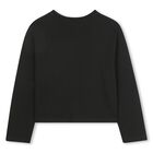 Girls Black Logo Long Sleeve Top, 1, hi-res