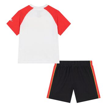 Younger White, Red & Black Logo Shorts Set
