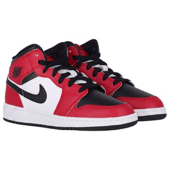 Red & White Air Jordan 1 Mid Trainers