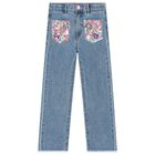 Girls Blue Denim Sequin Jeans, 1, hi-res
