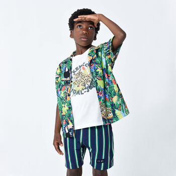 Boys Blue Striped Shorts