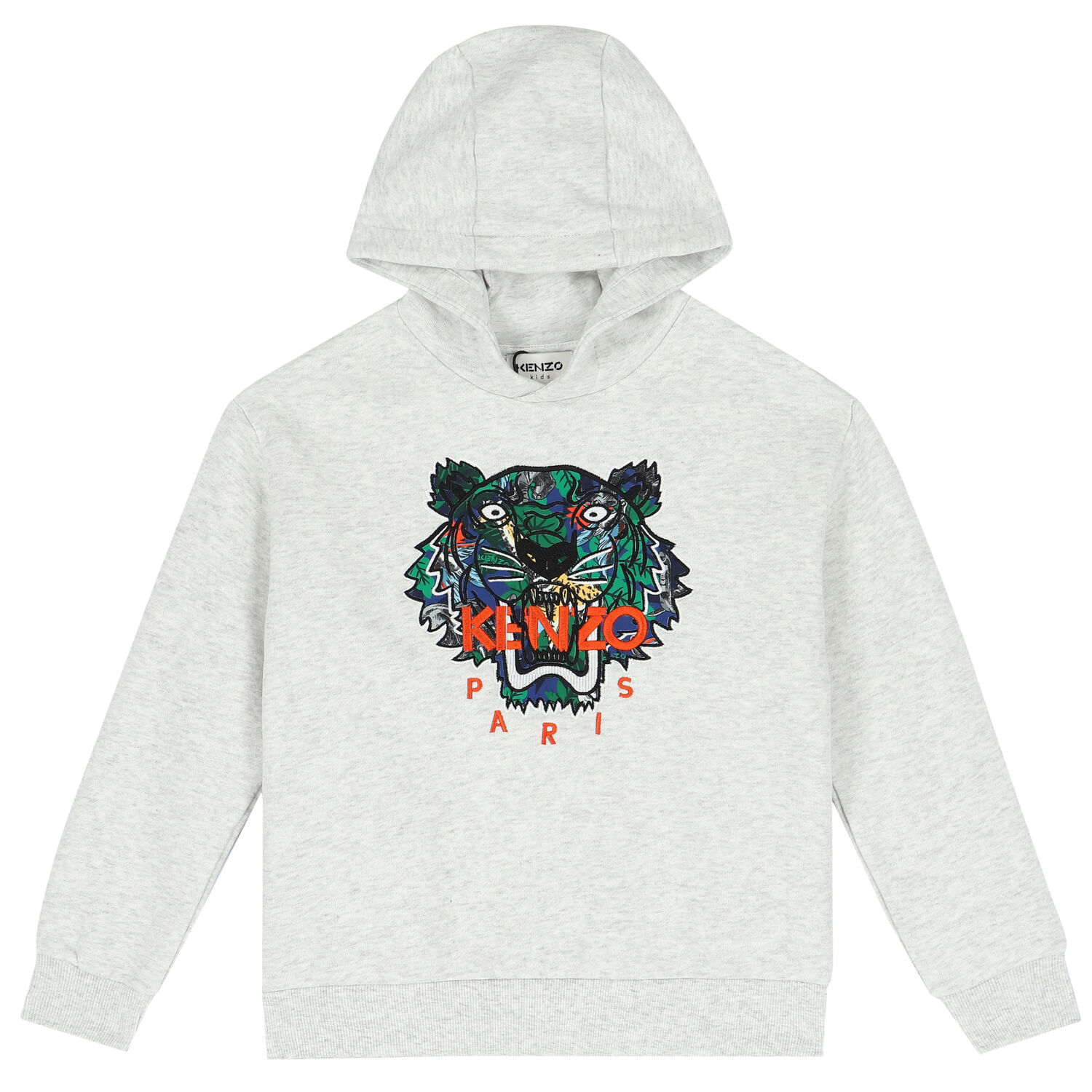 Boys Grey Tiger Hooded Top, 1, hi-res