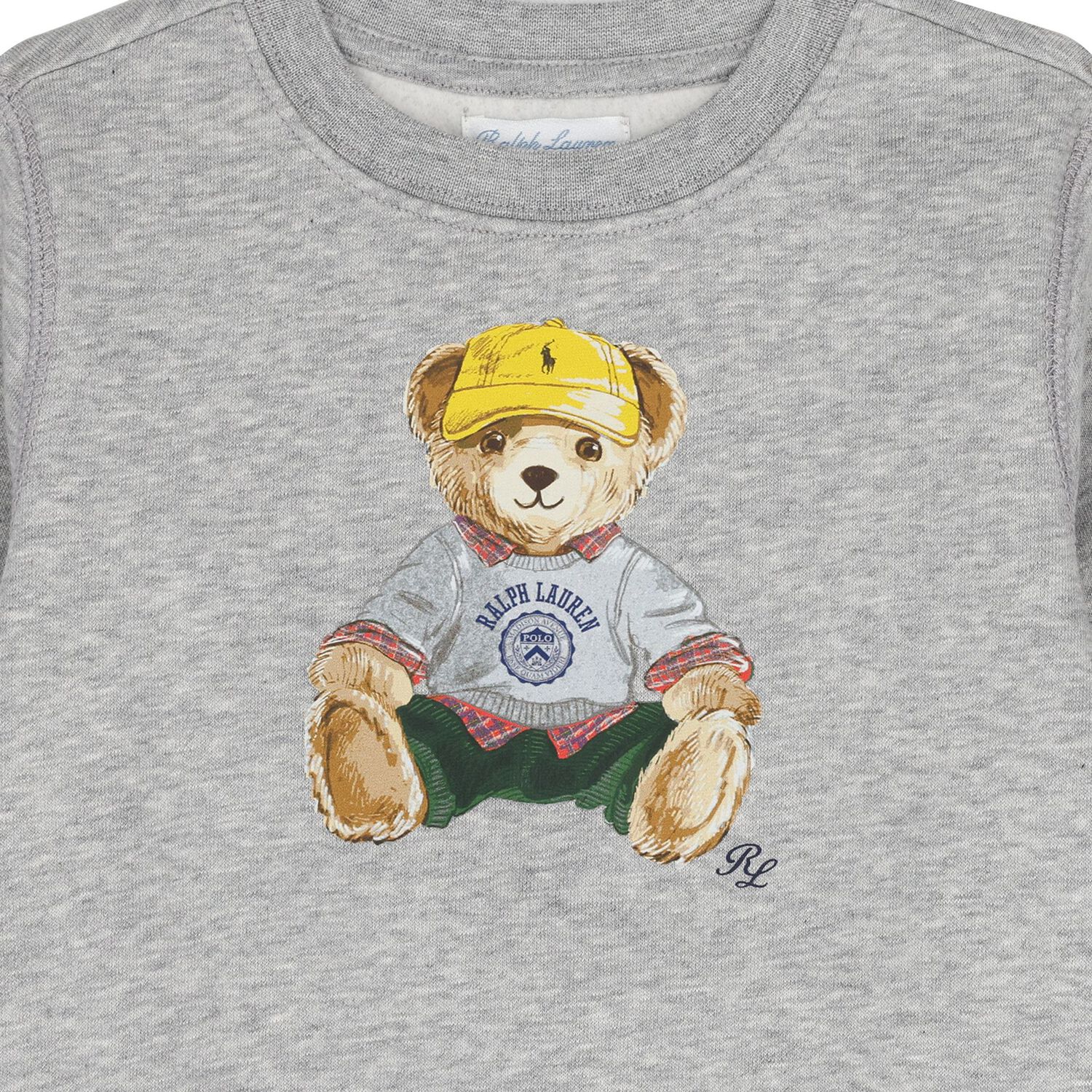 Baby Boys Grey Polo Bear Sweatshirt, 1, hi-res