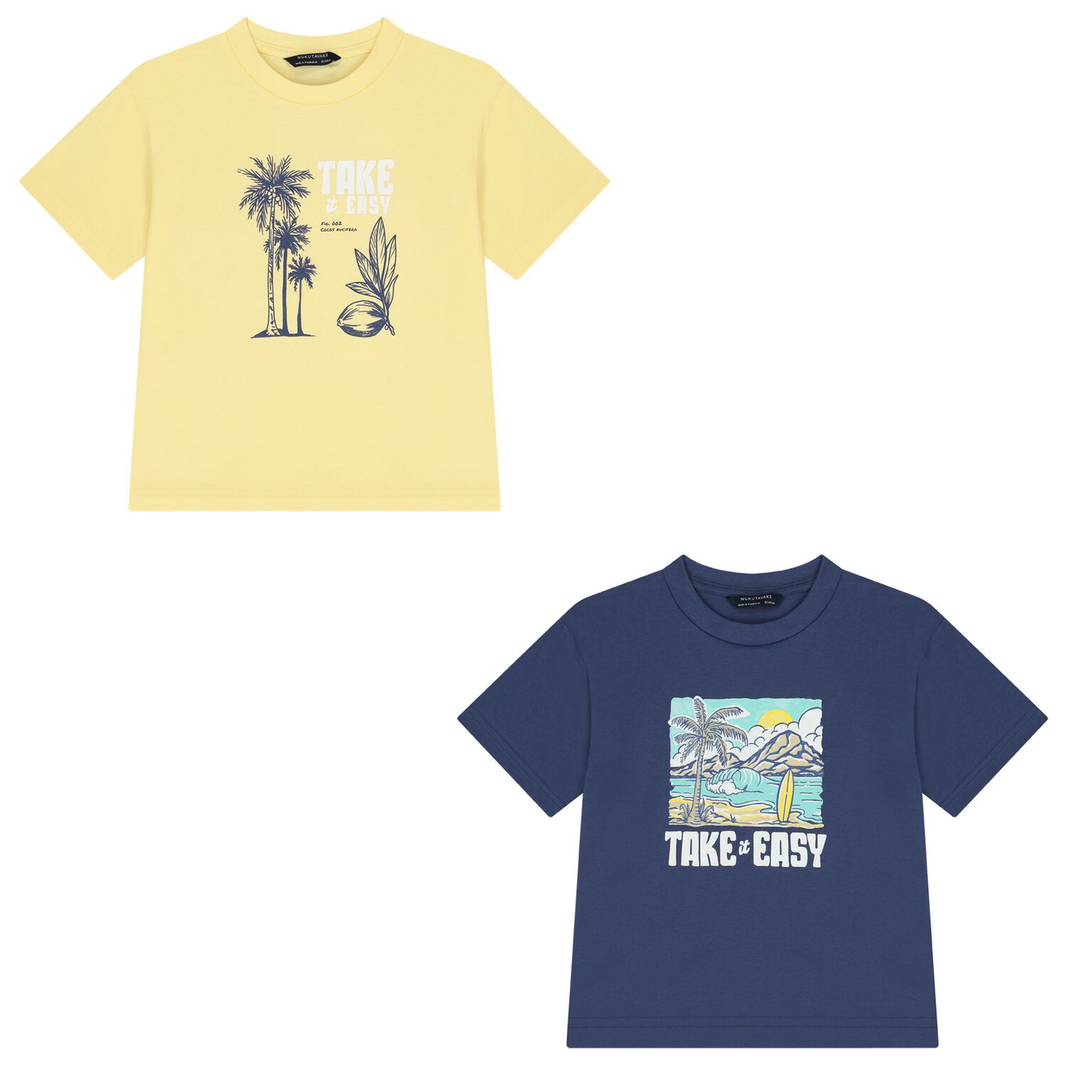 Boys Navy Blue & Yellow T-Shirts ( 2 Pack ), 1, hi-res