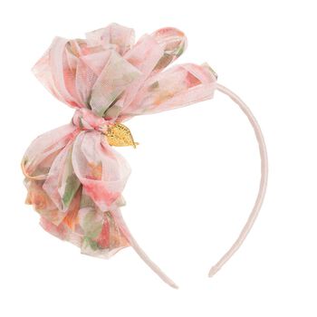 Girls Peach Bow Headband